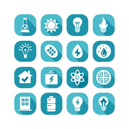 Energy and Power Icon Set Collection Vector for UI Documents Websites and Mobile Applicationsのイラスト素材