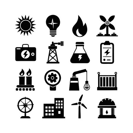 Energy and Power Icon Set Collection Vector for UI Documents Websites and Mobile Applicationsのイラスト素材