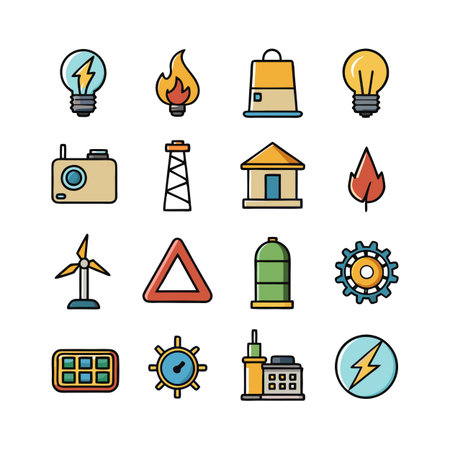 Energy and Power Icon Set Collection Vector for UI Documents Websites and Mobile Applicationsのイラスト素材