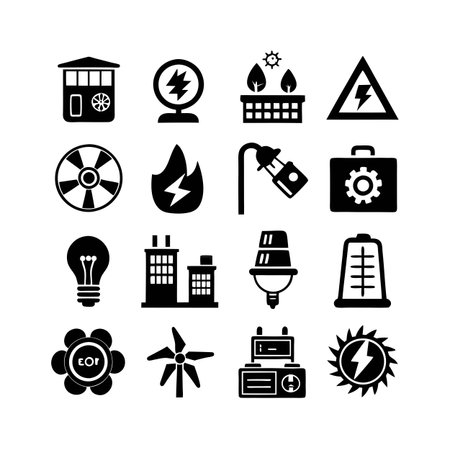 Energy and Power Icon Set Collection Vector for UI Documents Websites and Mobile Applicationsのイラスト素材