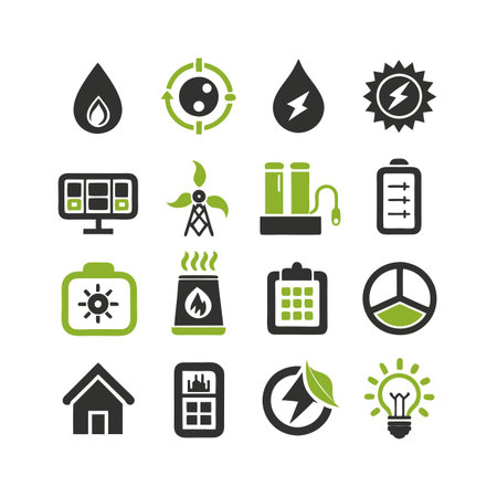 Energy and Power Icon Set Collection Vector for UI Documents Websites and Mobile Applicationsのイラスト素材