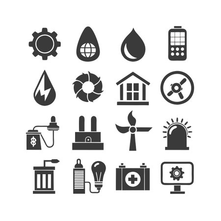 Energy and Power Icon Set Collection Vector for UI Documents Websites and Mobile Applicationsのイラスト素材