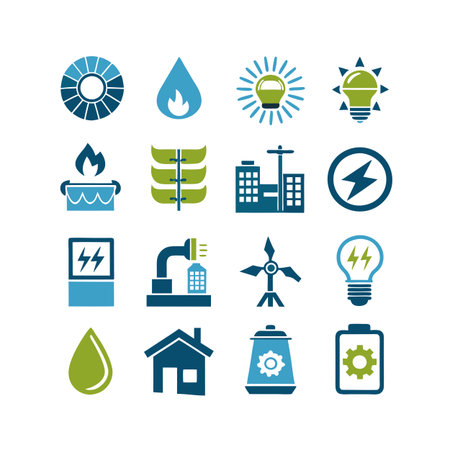 Energy and Power Icon Set Collection Vector for UI Documents Websites and Mobile Applicationsのイラスト素材