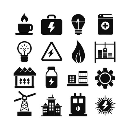 Energy and Power Icon Set Collection Vector for UI Documents Websites and Mobile Applicationsのイラスト素材