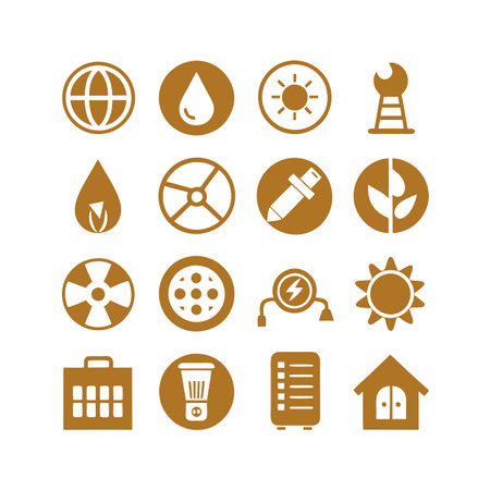 Energy and Power Icon Set Collection Vector for UI Documents Websites and Mobile Applicationsのイラスト素材