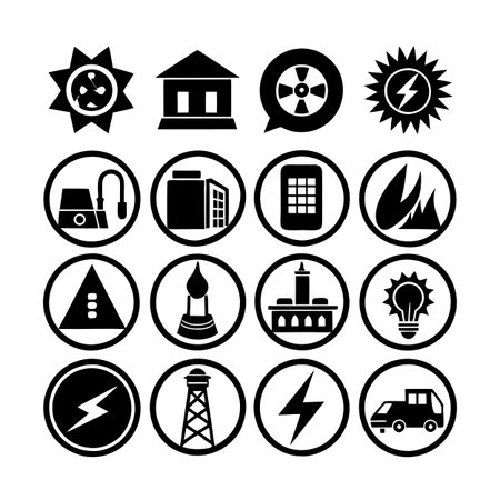 Energy and Power Icon Set Collection Vector for UI Documents Websites and Mobile Applicationsのイラスト素材
