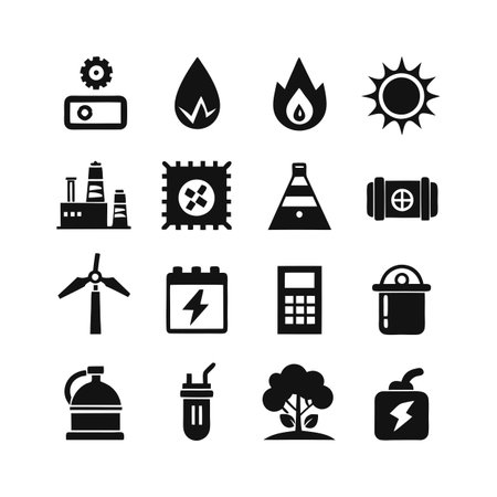Energy and Power Icon Set Collection Vector for UI Documents Websites and Mobile Applicationsのイラスト素材