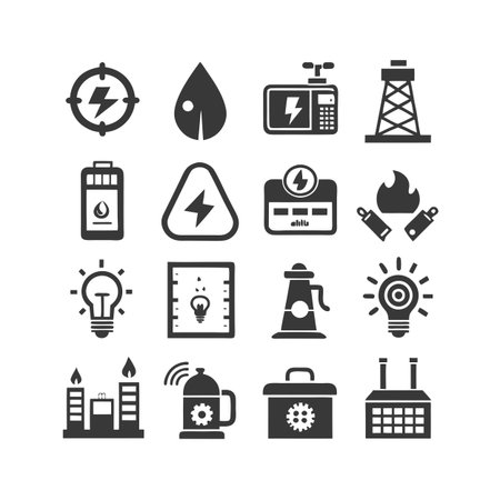Energy and Power Icon Set Collection Vector for UI Documents Websites and Mobile Applicationsのイラスト素材