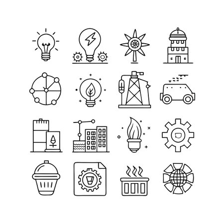 Energy and Power Icon Set Collection Vector for UI Documents Websites and Mobile Applicationsのイラスト素材