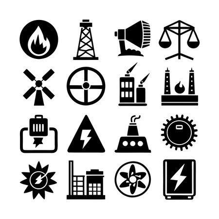Energy and Power Icon Set Collection Vector for UI Documents Websites and Mobile Applicationsのイラスト素材