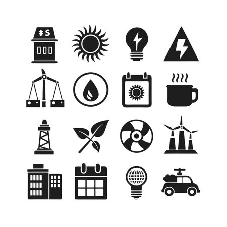 Energy and Power Icon Set Collection Vector for UI Documents Websites and Mobile Applicationsのイラスト素材