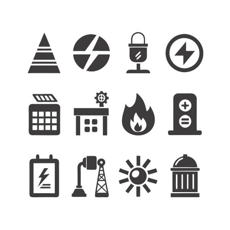 Energy and Power Icon Set Collection Vector for UI Documents Websites and Mobile Applicationsのイラスト素材