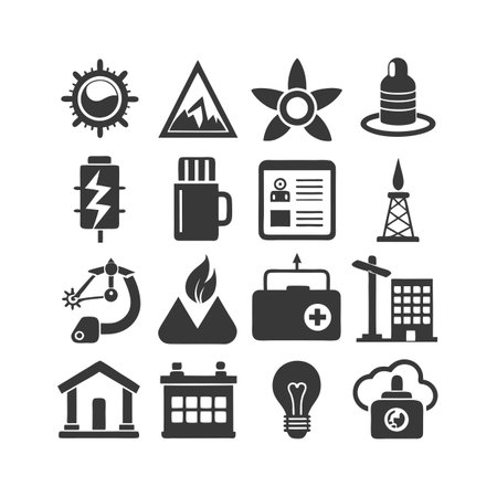 Energy and Power Icon Set Collection Vector for UI Documents Websites and Mobile Applicationsのイラスト素材
