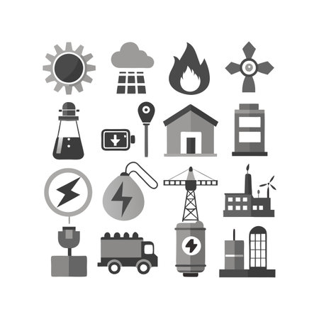 Energy and Power Icon Set Collection Vector for UI Documents Websites and Mobile Applicationsのイラスト素材