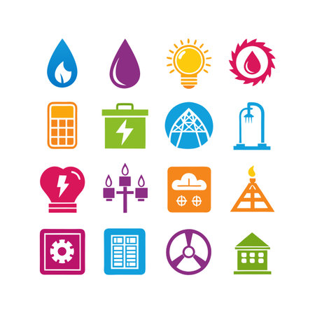 Energy and Power Icon Set Collection Vector for UI Documents Websites and Mobile Applicationsのイラスト素材