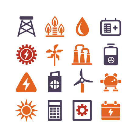 Energy and Power Icon Set Collection Vector for UI Documents Websites and Mobile Applicationsのイラスト素材