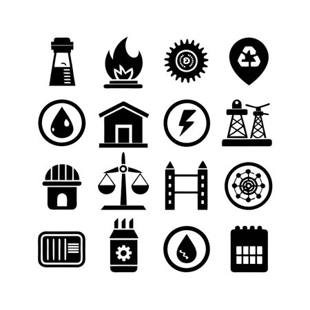 Energy and Power Icon Set Collection Vector for UI Documents Websites and Mobile Applicationsのイラスト素材