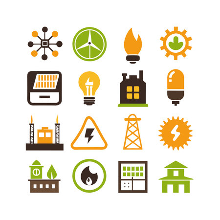 Energy and Power Icon Set Collection Vector for UI Documents Websites and Mobile Applicationsのイラスト素材