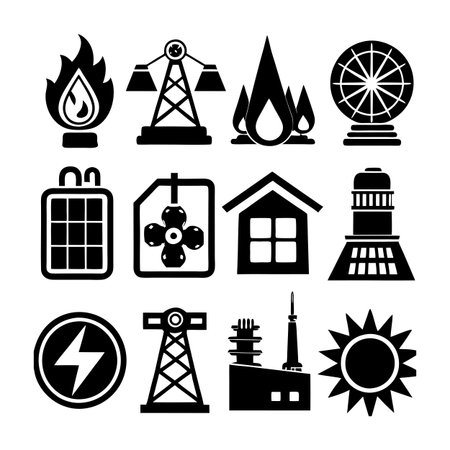 Energy and Power Icon Set Collection Vector for UI Documents Websites and Mobile Applicationsのイラスト素材