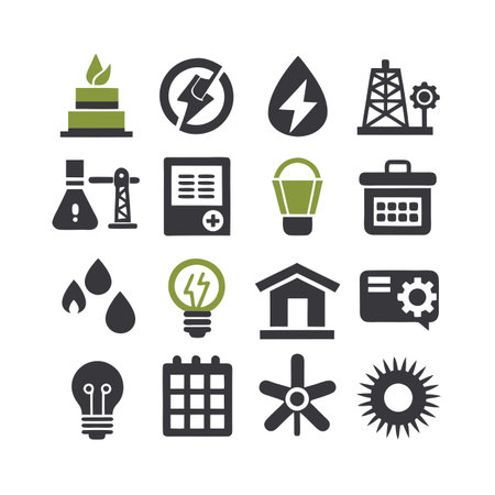 Energy and Power Icon Set Collection Vector for UI Documents Websites and Mobile Applicationsのイラスト素材