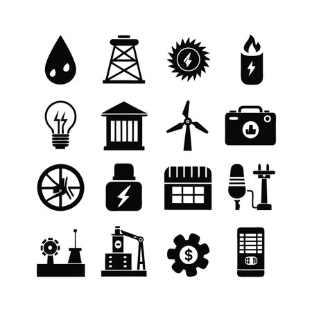 Energy and Power Icon Set Collection Vector for UI Documents Websites and Mobile Applicationsのイラスト素材