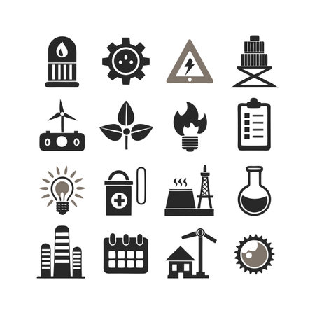 Energy and Power Icon Set Collection Vector for UI Documents Websites and Mobile Applicationsのイラスト素材