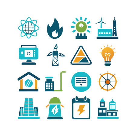 Energy and Power Icon Set Collection Vector for UI Documents Websites and Mobile Applicationsのイラスト素材