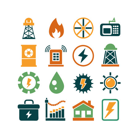 Energy and Power Icon Set Collection Vector for UI Documents Websites and Mobile Applicationsのイラスト素材