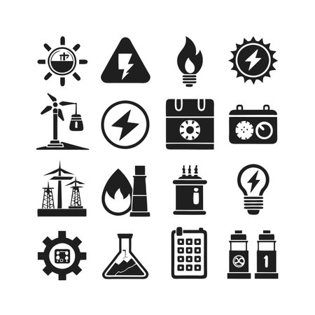 Energy and Power Icon Set Collection Vector for UI Documents Websites and Mobile Applicationsのイラスト素材