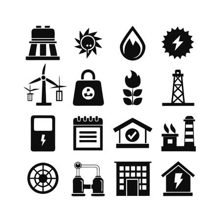 Energy and Power Icon Set Collection Vector for UI Documents Websites and Mobile Applicationsのイラスト素材