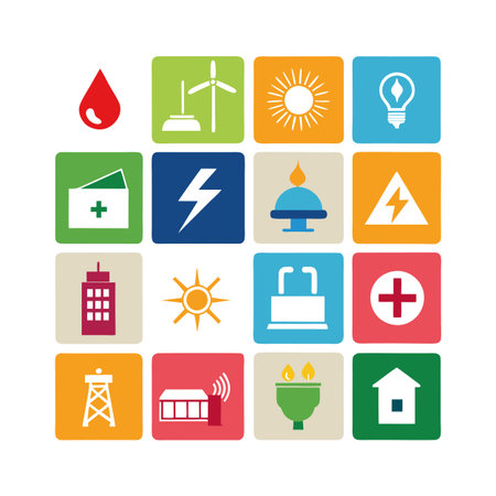Energy and Power Icon Set Collection Vector for UI Documents Websites and Mobile Applicationsのイラスト素材