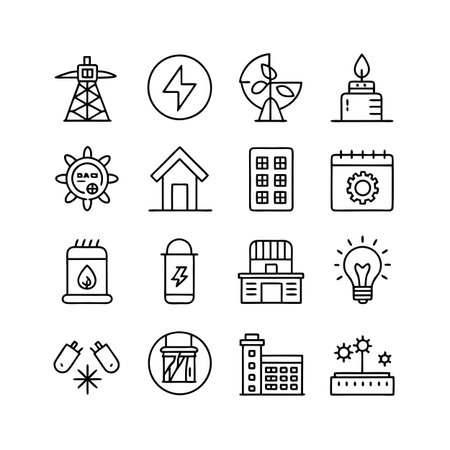 Energy and Power Icon Set Collection Vector for UI Documents Websites and Mobile Applicationsのイラスト素材