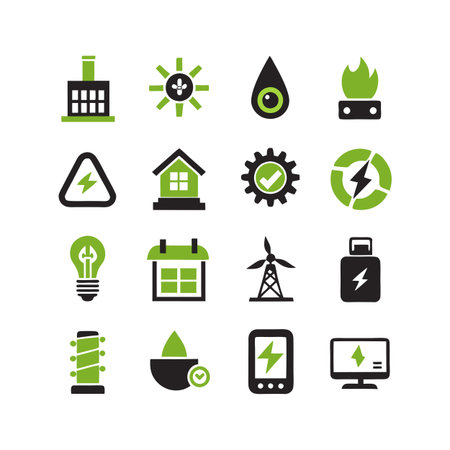 Energy and Power Icon Set Collection Vector for UI Documents Websites and Mobile Applicationsのイラスト素材