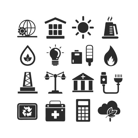 Energy and Power Icon Set Collection Vector for UI Documents Websites and Mobile Applicationsのイラスト素材