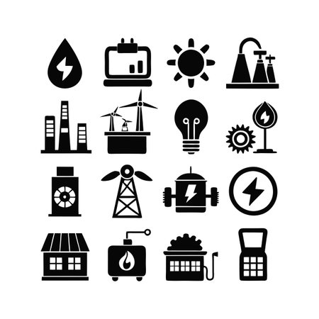 Energy and Power Icon Set Collection Vector for UI Documents Websites and Mobile Applicationsのイラスト素材