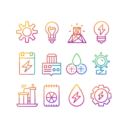 Energy and Power Icon Set Collection Vector for UI Documents Websites and Mobile Applicationsのイラスト素材