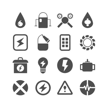 Energy and Power Icon Set Collection Vector for UI Documents Websites and Mobile Applicationsのイラスト素材