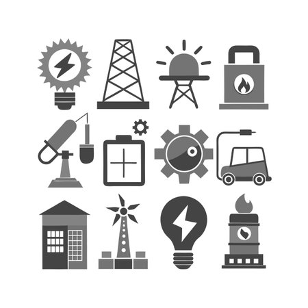 Energy and Power Icon Set Collection Vector for UI Documents Websites and Mobile Applicationsのイラスト素材