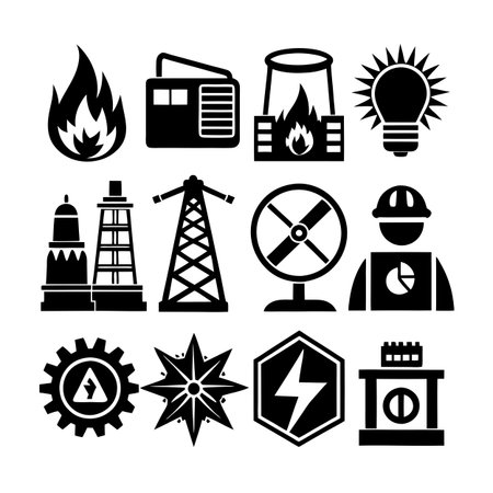 Energy and Power Icon Set Collection Vector for UI Documents Websites and Mobile Applicationsのイラスト素材
