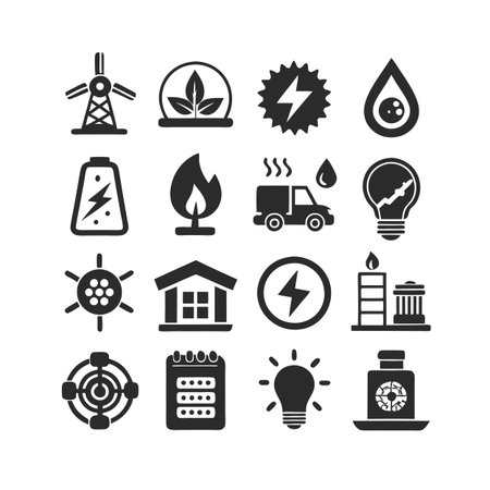 Energy and Power Icon Set Collection Vector for UI Documents Websites and Mobile Applicationsのイラスト素材