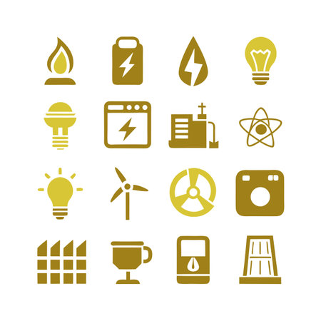 Energy and Power Icon Set Collection Vector for UI Documents Websites and Mobile Applicationsのイラスト素材