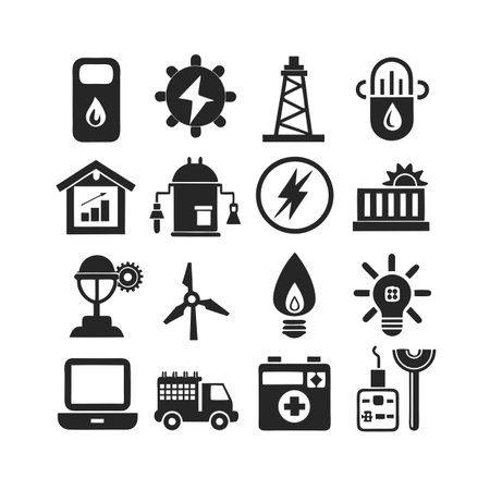 Energy and Power Icon Set Collection Vector for UI Documents Websites and Mobile Applicationsのイラスト素材