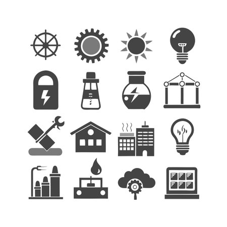 Energy and Power Icon Set Collection Vector for UI Documents Websites and Mobile Applicationsのイラスト素材