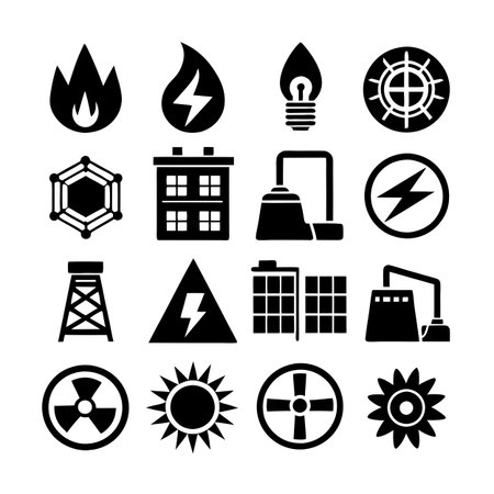 Energy and Power Icon Set Collection Vector for UI Documents Websites and Mobile Applicationsのイラスト素材