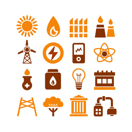 Energy and Power Icon Set Collection Vector for UI Documents Websites and Mobile Applicationsのイラスト素材