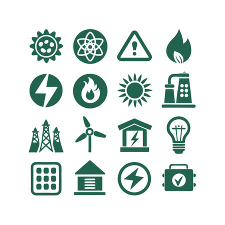 Energy and Power Icon Set Collection Vector for UI Documents Websites and Mobile Applicationsのイラスト素材