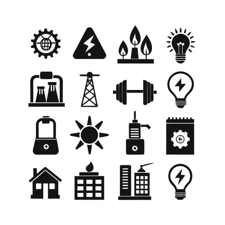 Energy and Power Icon Set Collection Vector for UI Documents Websites and Mobile Applicationsのイラスト素材