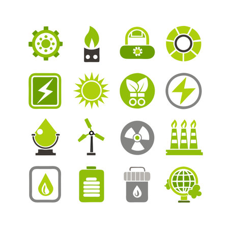 Energy and Power Icon Set Collection Vector for UI Documents Websites and Mobile Applicationsのイラスト素材