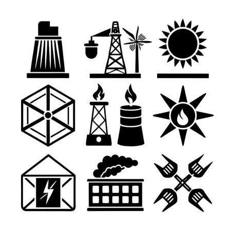 Energy and Power Icon Set Collection Vector for UI Documents Websites and Mobile Applicationsのイラスト素材