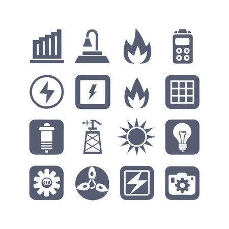 Energy and Power Icon Set Collection Vector for UI Documents Websites and Mobile Applicationsのイラスト素材
